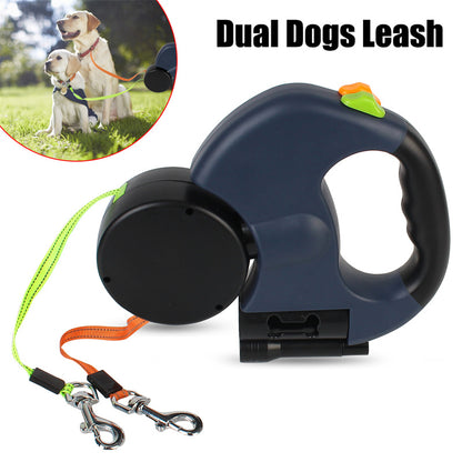 TwinWalk 360° Dual Dog Leash - Retractable Double Lead with LED Light