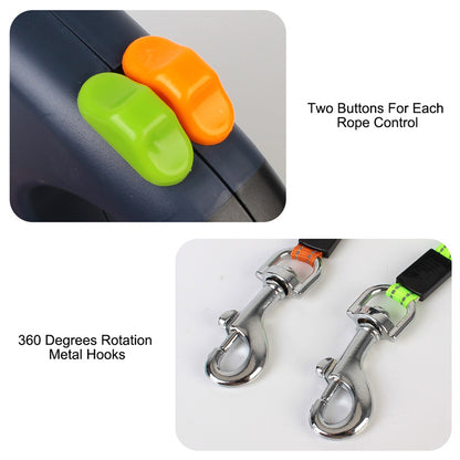 TwinWalk 360° Dual Dog Leash - Retractable Double Lead with LED Light