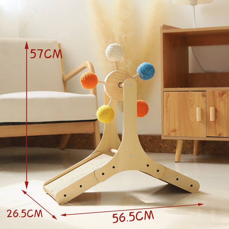SpinScratch Ferris Wheel - Rotating Wooden Cat Scratcher & Play Toy