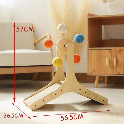 SpinScratch Ferris Wheel - Rotating Wooden Cat Scratcher & Play Toy