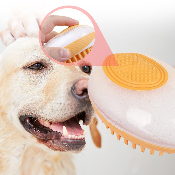 ScrubSpa Dual-Action Bath Brush - Massage & Shampoo Dispenser for Pets