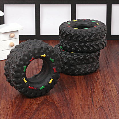 Squeaky Tire Chew Toy - Durable Rubber Play Toy for Dogs