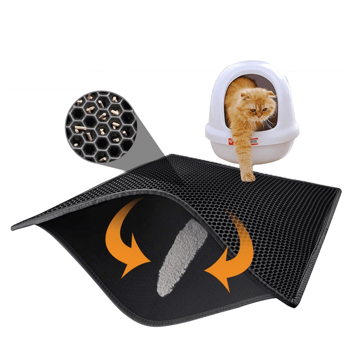 TrackTrap Honeycomb Litter Mat - Double Layer Scatter Control for Cats