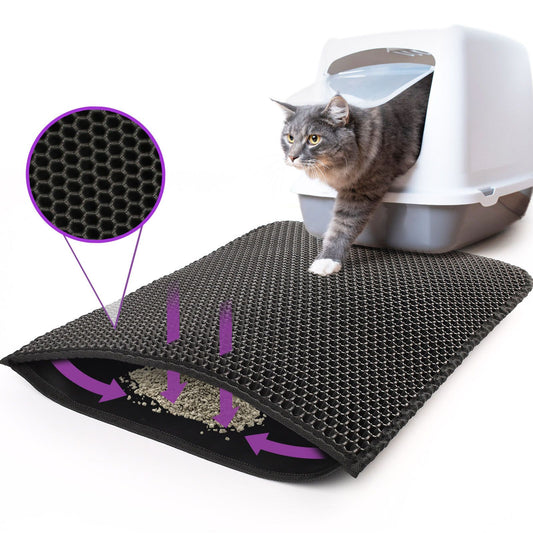 TrackTrap Honeycomb Litter Mat - Double Layer Scatter Control for Cats