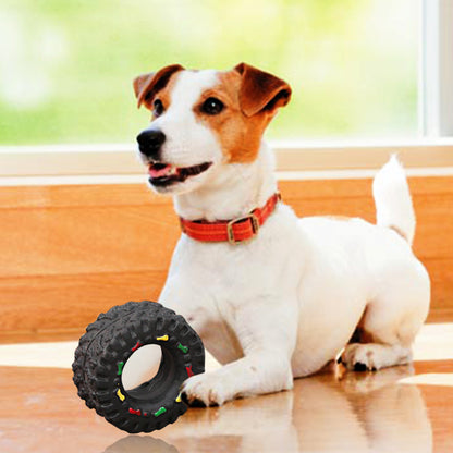 Squeaky Tire Chew Toy - Durable Rubber Play Toy for Dogs