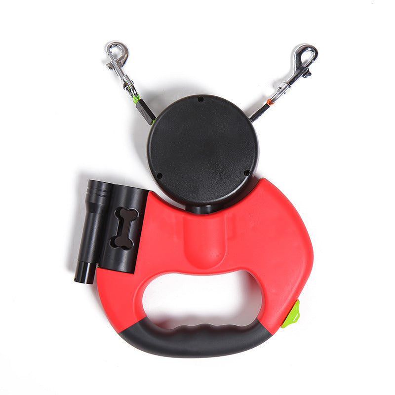 TwinWalk 360° Dual Dog Leash - Retractable Double Lead with LED Light