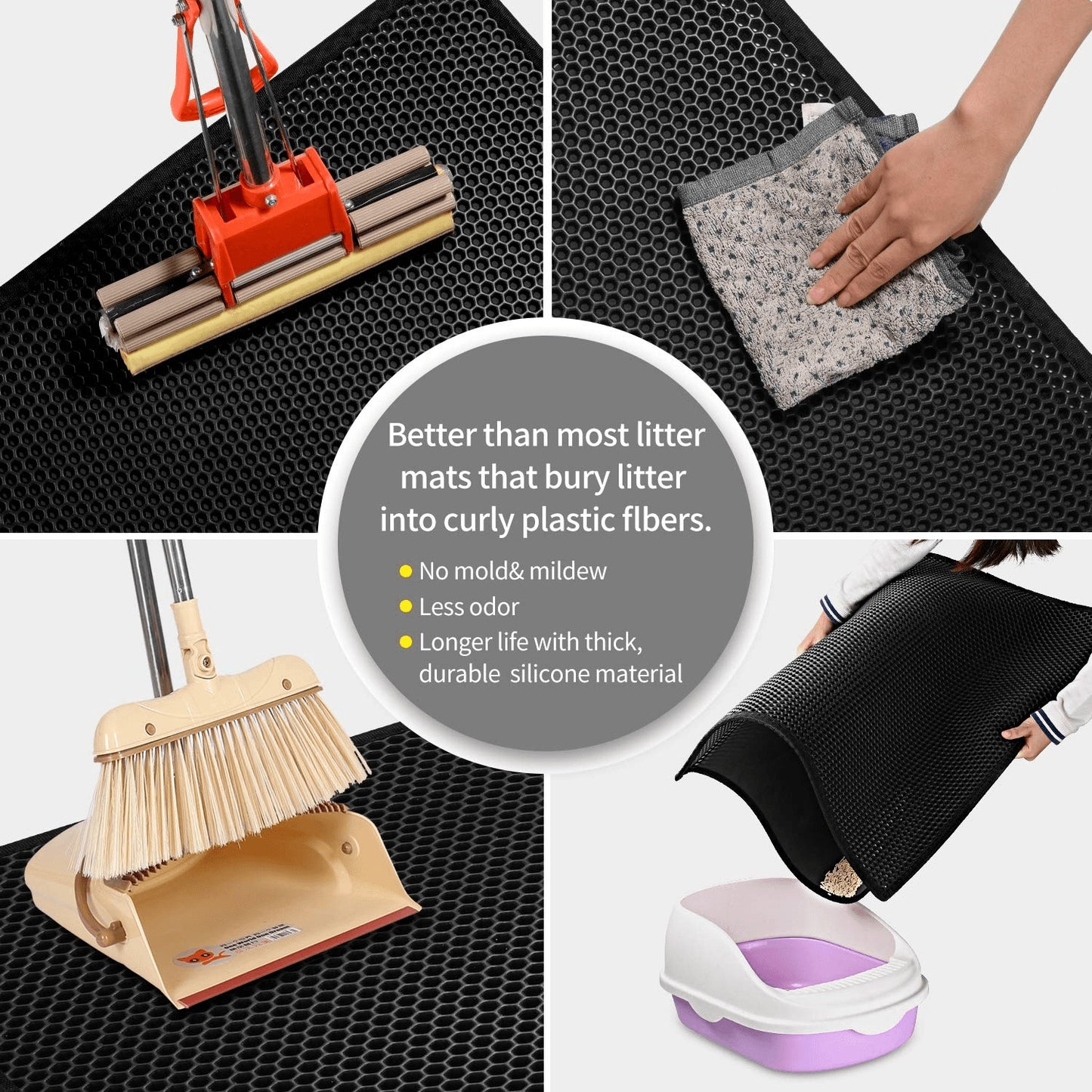 TrackTrap Honeycomb Litter Mat - Double Layer Scatter Control for Cats