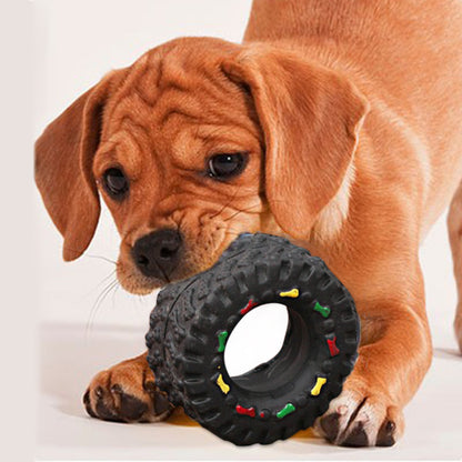 Squeaky Tire Chew Toy - Durable Rubber Play Toy for Dogs